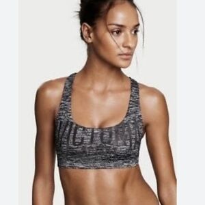 ❤️2/$18 Victoria's Secret Victoria Sport Cross Back Grey Sports Bra 6
